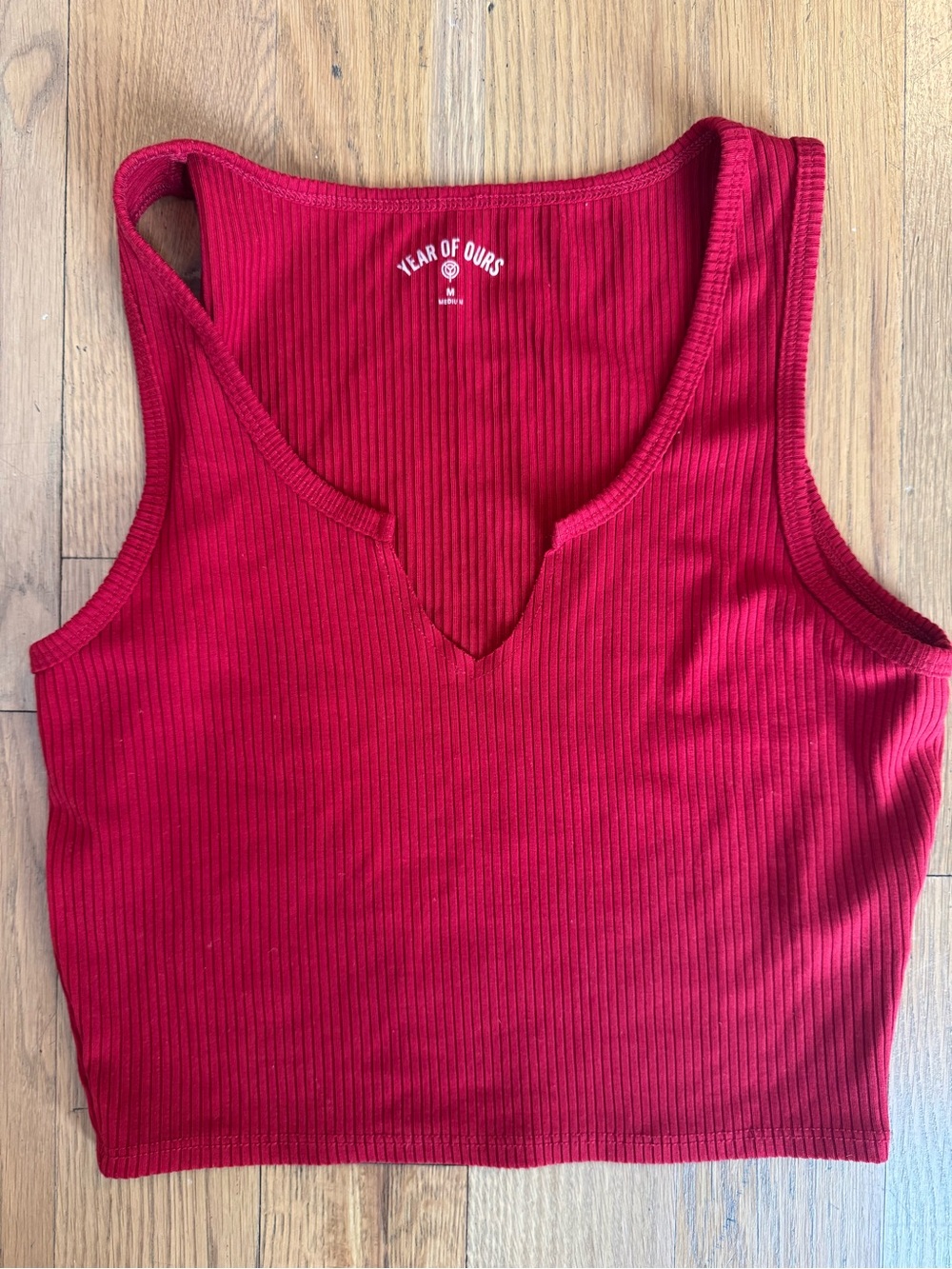 Year of Ours Crimson Ribbed V-Notch Tank